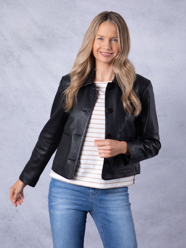 Lakeland Leather Black Kendal Collared Jacket - Image 8 of 8