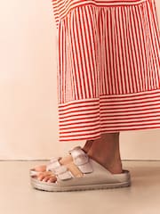 Soft Gold Beach Double Strap Flat Sliders - Image 4 of 10
