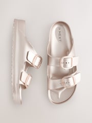 Soft Gold Beach Double Strap Flat Sliders - Image 5 of 10