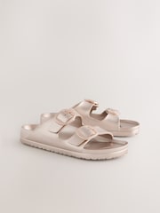 Soft Gold Beach Double Strap Flat Sliders - Image 6 of 10