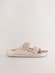 Soft Gold Beach Double Strap Flat Sliders - Image 7 of 10