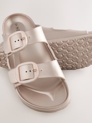 Soft Gold Beach Double Strap Flat Sliders - Image 8 of 10