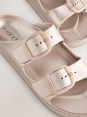 Soft Gold Beach Double Strap Flat Sliders - Image 9 of 10