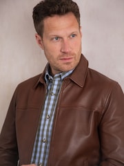 Lakeland Leather Light Brown Navy Renwick Collared Leather Jacket" - Image 2 of 9