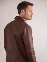 Lakeland Leather Light Brown Navy Renwick Collared Leather Jacket" - Image 4 of 9