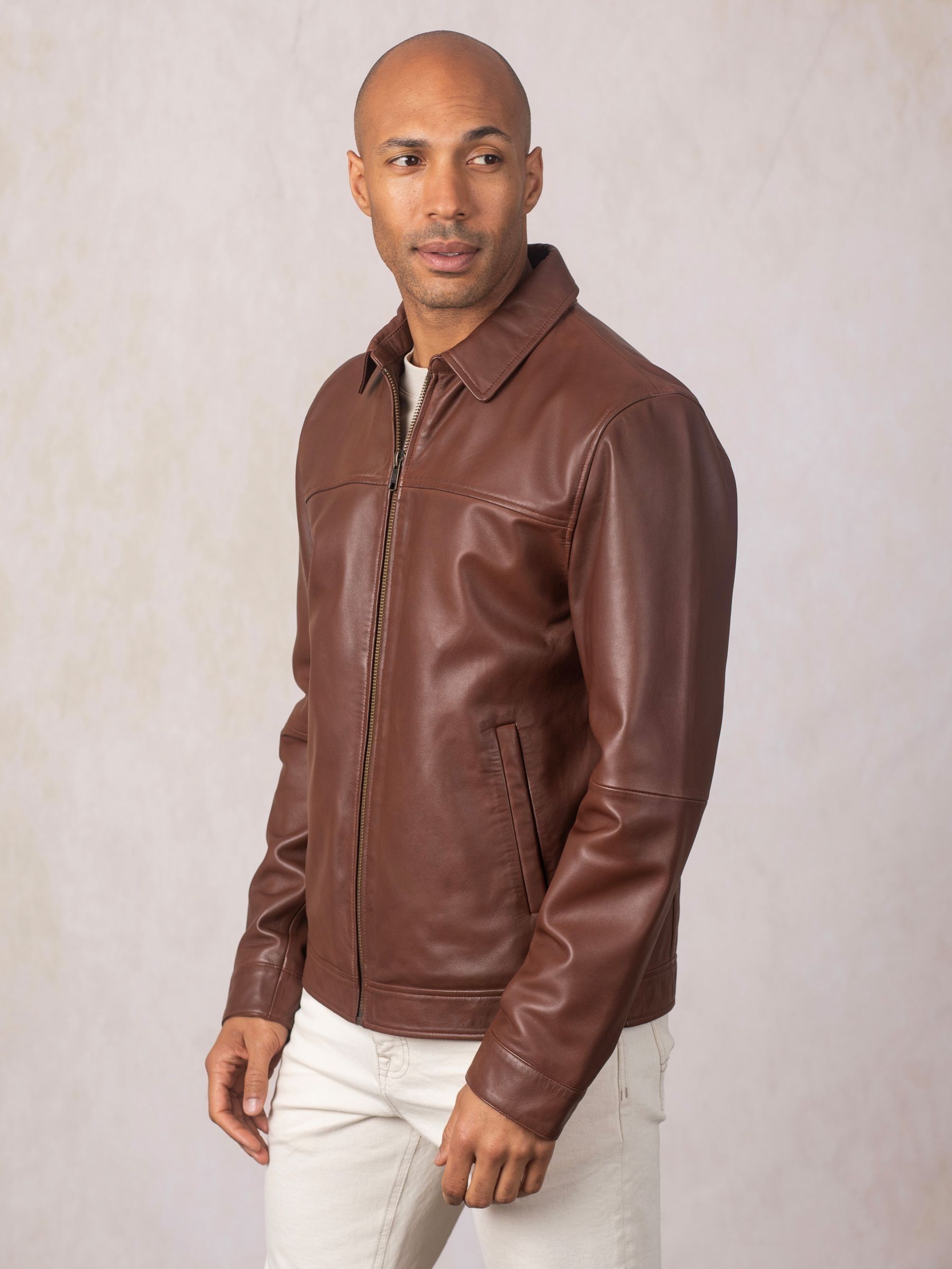 Buy Lakeland Leather Tan Brown Renwick Collared Leather Jacket