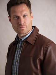 Lakeland Leather Light Brown Navy Renwick Collared Leather Jacket" - Image 6 of 9