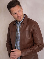 Lakeland Leather Light Brown Navy Renwick Collared Leather Jacket" - Image 8 of 9