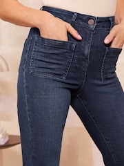 Friends Like These Inky Blue High Waist Pocket Flare Jeans - Image 3 of 4