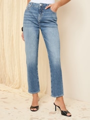 Friends Like These Mid Blue Comfort Stretch Straight Leg Jeans - Image 1 of 5