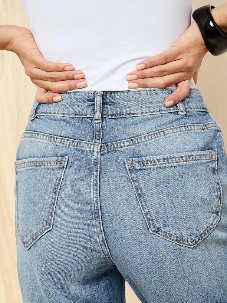 Friends Like These Mid Blue Comfort Stretch Straight Leg Jeans - Image 4 of 5