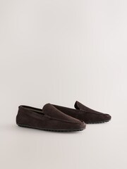Коричневый - Perforated Suede Driver Shoes - Изображение 2 из 6