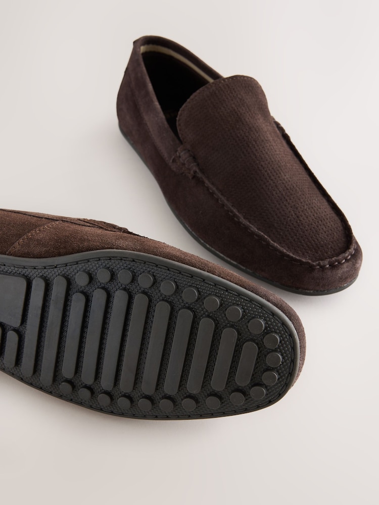 Коричневый - Perforated Suede Driver Shoes - Изображение 6 из 6