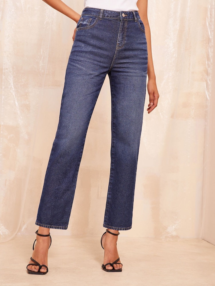 Friends Like These Dark Blue Comfort Stretch Straight Leg Jeans - Image 2 of 4