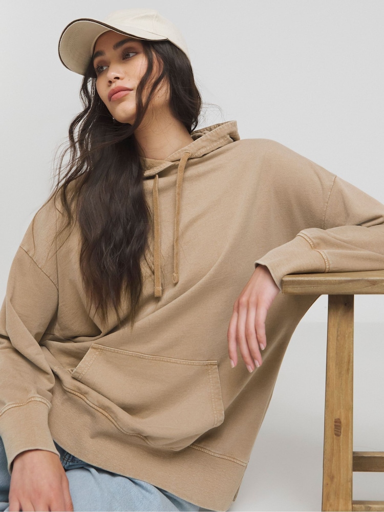 Simply Be Brown Extreme Longline Hoodie - Image 1 of 4