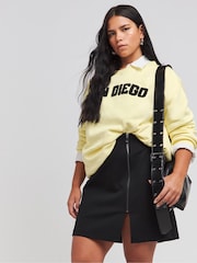 Simply Be Black Zip Detail Ponte Mini Skirt - Image 1 of 4