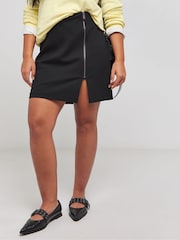 Simply Be Black Zip Detail Ponte Mini Skirt - Image 4 of 4