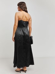 Simply Be Black Liquid Satin Slip Dress - Image 2 of 4