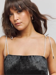 Simply Be Black Liquid Satin Slip Dress - Image 4 of 4