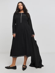 Simply Be Black Exposed Seam Midi Dress - Image 1 of 4