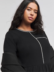 Simply Be Black Exposed Seam Midi Dress - Image 3 of 4