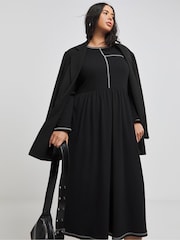 Simply Be Black Exposed Seam Midi Dress - Image 4 of 4