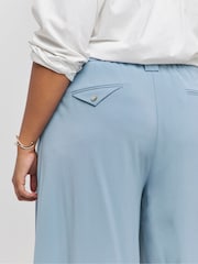 Simply Be Blue Pleated Wide Leg Tailored Trousers - Image 3 of 4
