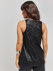 Simply Be Black Linear Sequin Racer Tank - Image 2 of 4