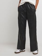 JD Williams Black Leather Look Drawstring Wide Leg Trousers - Image 1 of 4