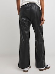 JD Williams Black Leather Look Drawstring Wide Leg Trousers - Image 2 of 4