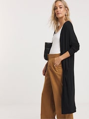 JD Williams Black Longline Jersey Pocket Cardigan - Image 1 of 4