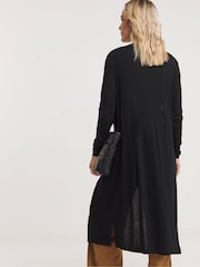 JD Williams Black Longline Jersey Pocket Cardigan - Image 2 of 4