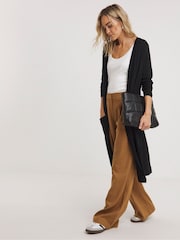 JD Williams Black Longline Jersey Pocket Cardigan - Image 3 of 4