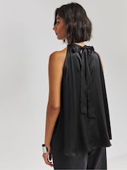 Simply Be Black Satin Halterneck Top - Image 2 of 4