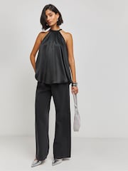 Simply Be Black Satin Halterneck Top - Image 3 of 4