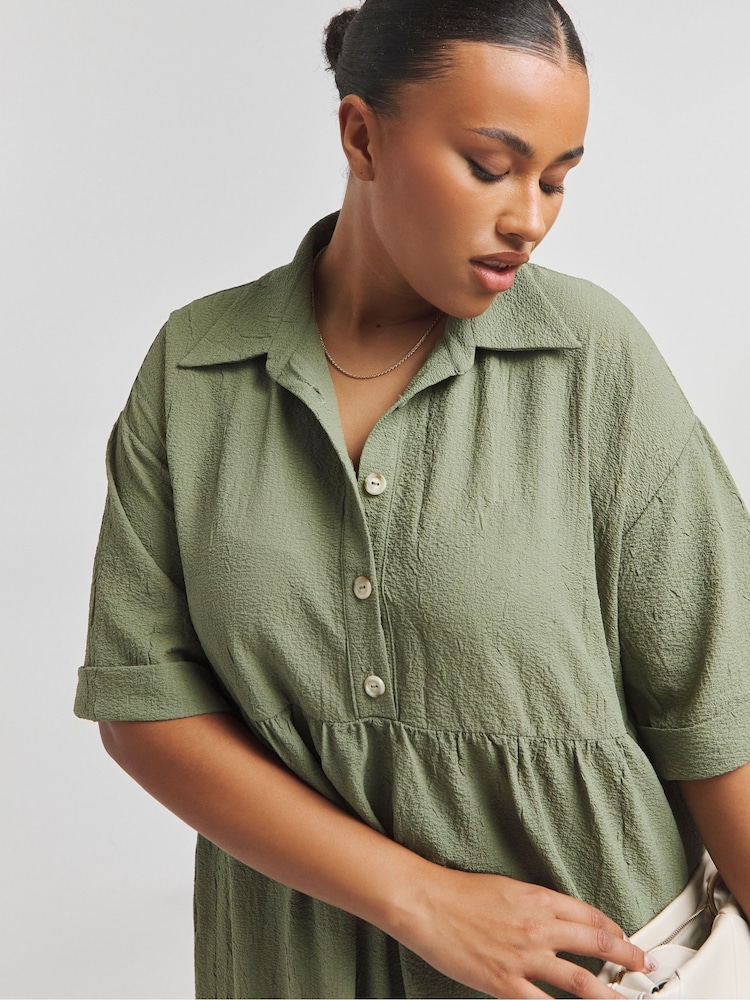 Simply Be Green Utility Shirt Dress - Image 4 of 4 Simply Be Green Utility Shirt Dress - Image 4 of 4