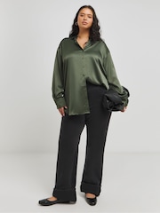 Simply Be Green Satin Shirt - Image 3 of 4