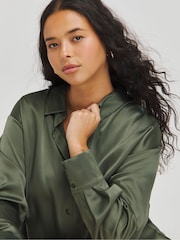 Simply Be Green Satin Shirt - Image 4 of 4