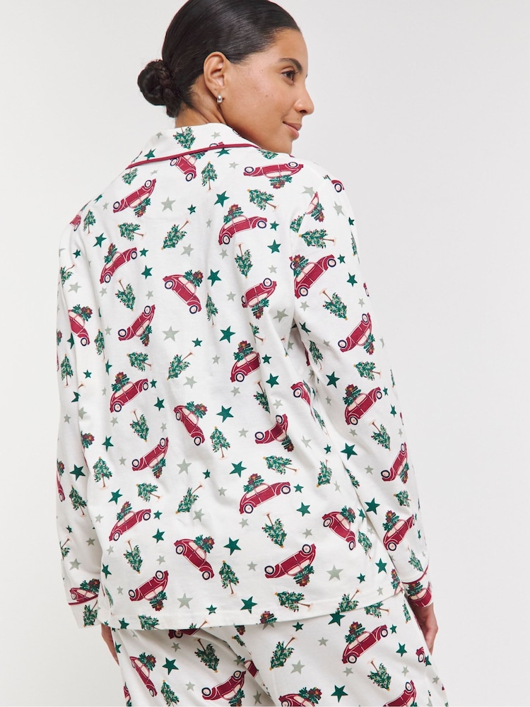 Simply Be White Pretty Secrets White Novelty Christmas 100% Cotton Pyjama Set - Image 2 of 4