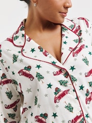 Simply Be White Pretty Secrets White Novelty Christmas 100% Cotton Pyjama Set - Image 4 of 4