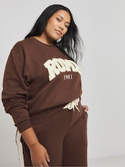 Simply Be Brown Rome Boucle Sweatshirt - Image 1 of 4