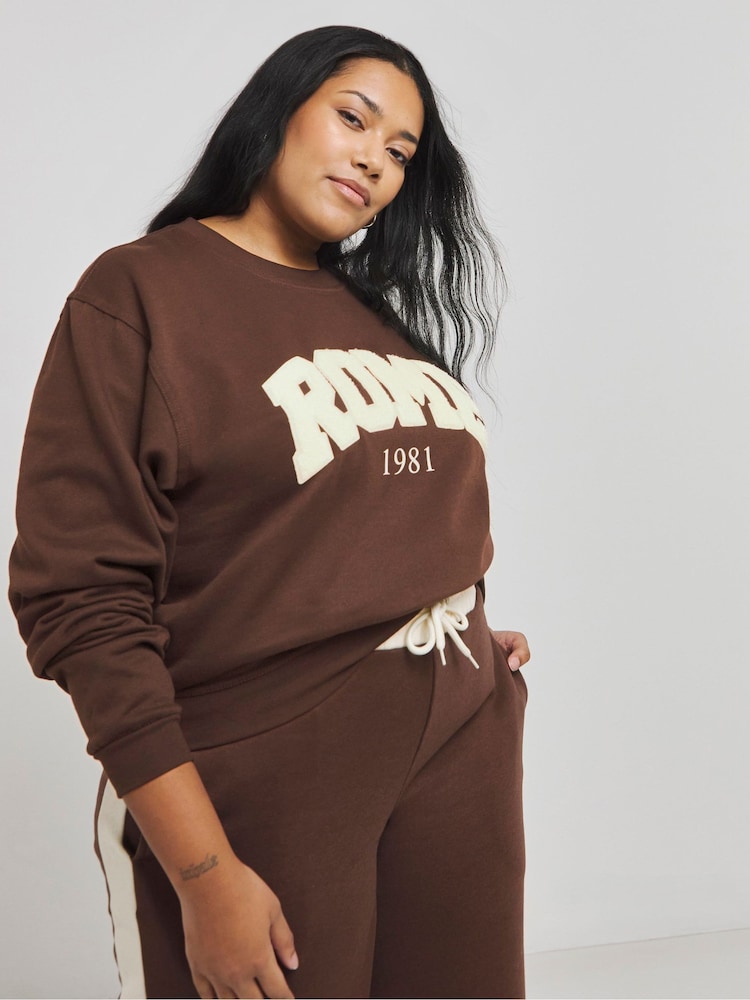 Simply Be Brown Rome Boucle Sweatshirt - Image 1 of 4