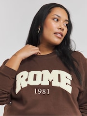 Simply Be Brown Rome Boucle Sweatshirt - Image 3 of 4