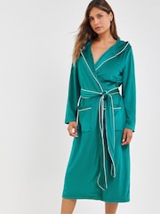 Simply Be Teal Pretty Secrets Ribbed Velour Maxi Dressing Gown - Image 1 of 4