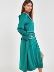 Simply Be Teal Pretty Secrets Ribbed Velour Maxi Dressing Gown - Image 4 of 4