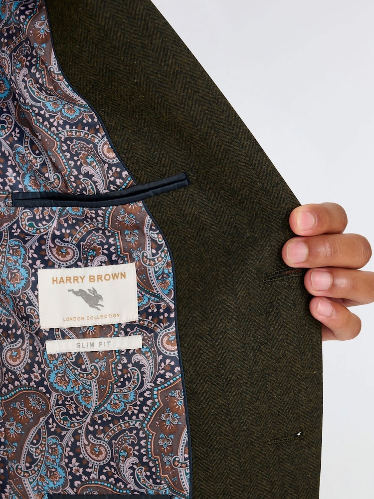 Harry Brown Bottle Green Henry Tweed Blazer - Image 7 of 7