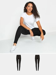 M&Co Black Basic Leggings 2 Pack - Image 1 of 5