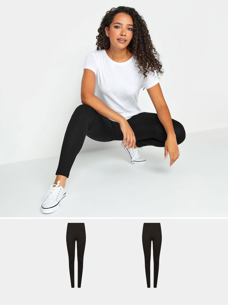 M&Co Black Basic Leggings 2 Pack - Image 1 of 5