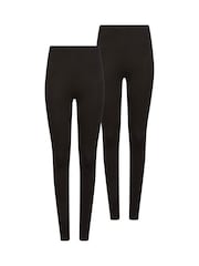 M&Co Black Basic Leggings 2 Pack - Image 5 of 5