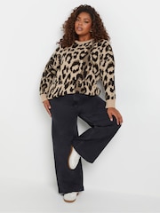 Yours Curve Natural Conversational Animal Print Jumper - Image 2 of 5